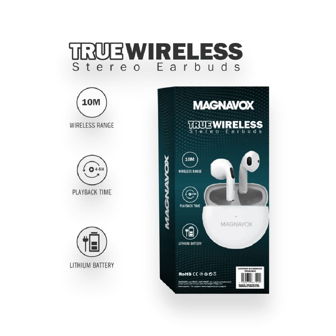 Casque Studio Magnavox MHP5026M Pliable - Microphone Intégré Blanc - Neuf Scellé D'usine